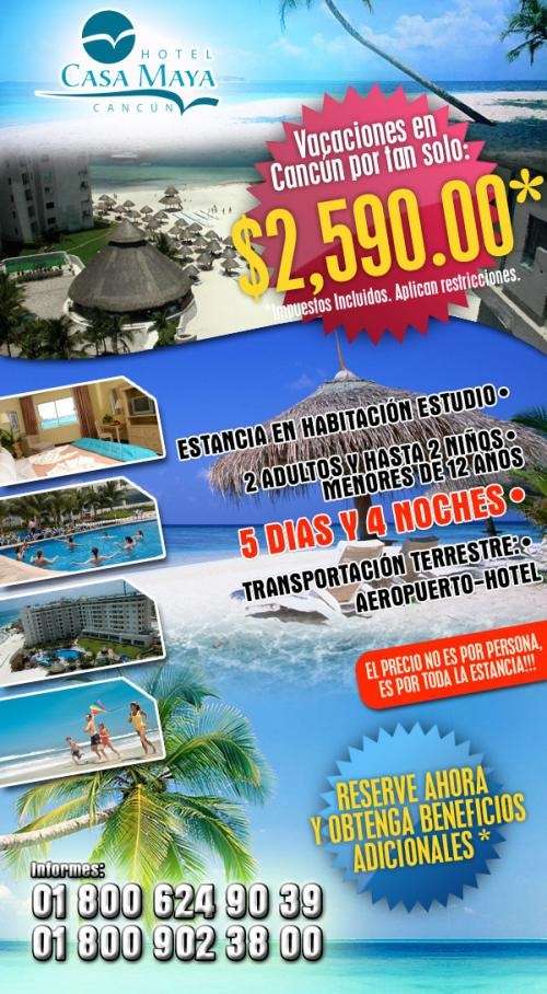 Hotel casa maya cancún - vacaciones por $2,590 pesos 5 dias y 4 noches en  Quintana Roo - Viajes y Turismo | 310081