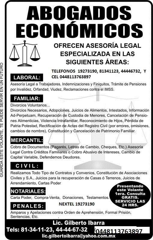 Abogados en monterrey consultas gratis y divorcios economicos en Monterrey  - Otros Servicios | 429375